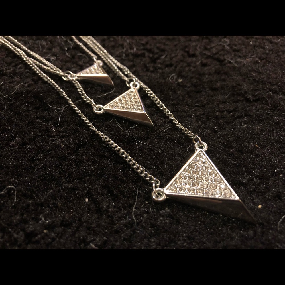 NWOT Express Layered Crystal Necklace - Silver - Picture 6 of 6